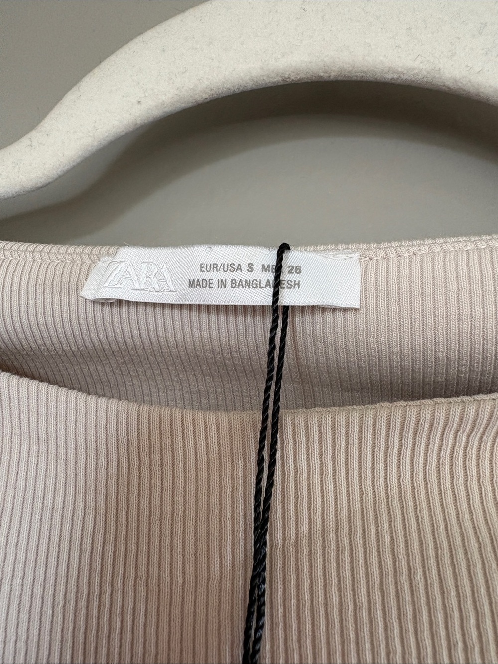 Zara Cream Cap-Sleeve Ribbed Tee - NWT - Picture 5 of 7